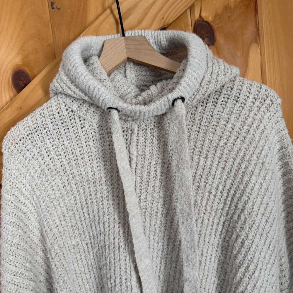RD Style‎ Oatmeal Beige Oversized Hooded Poncho Knit Sweater Large Cottagecore